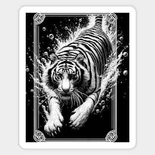 Black And White Monochromatic Tiger Underwater Magnet